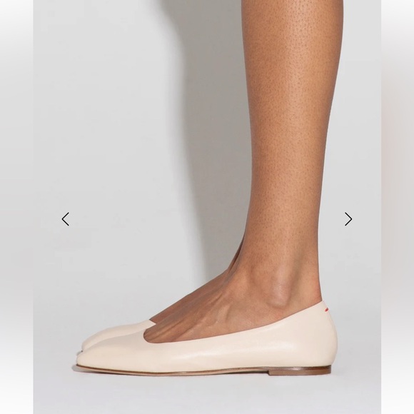 AEYDA Ida Cream Italian Lambskin Leather Ballet Flats Ballerina Square Toe - Picture 4 of 13